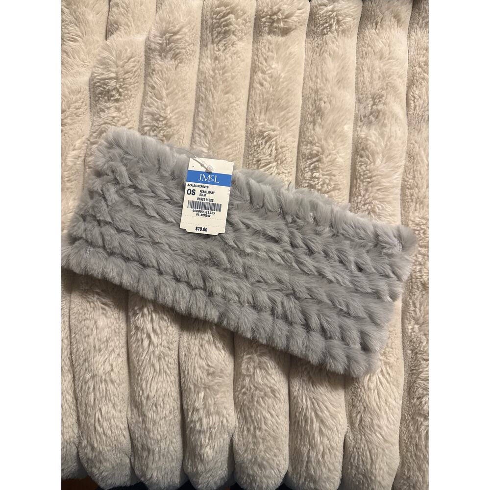 NWT J. McLaughlin Azalea Scarf Faux Fur Wool Lined Grey Women’s